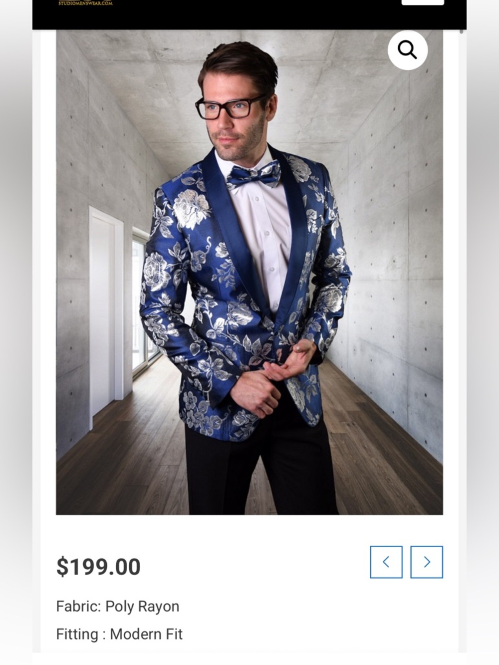 Young Man/Men’s Elegant Navy/Silver Metallic Floral Blazer Size 36R